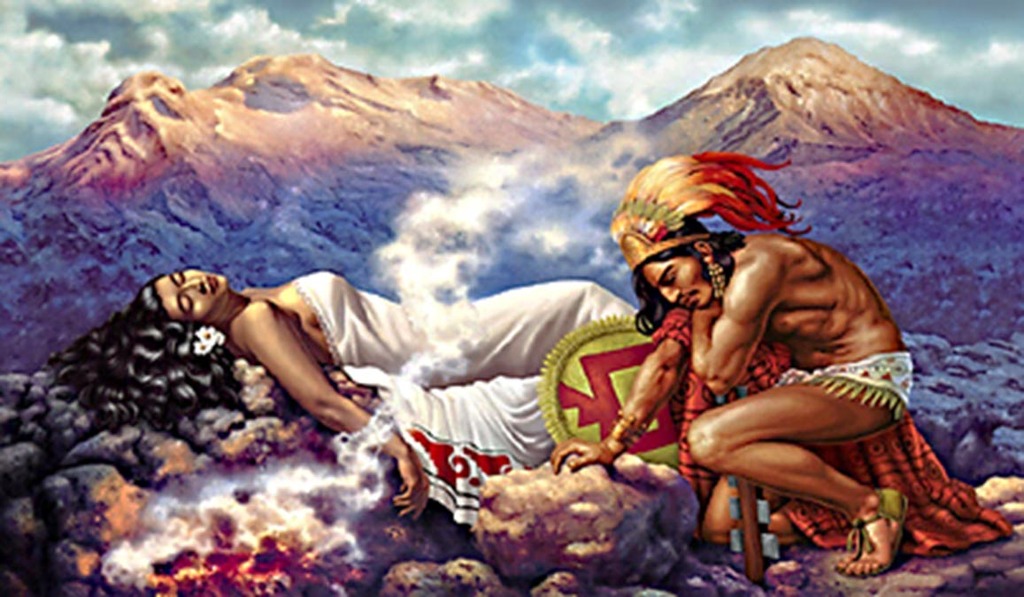 La Leyenda de Los Volcanes Painting: Unveiling the Romantic Aztec Myth.